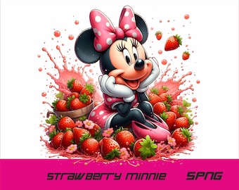 5 PNG Strawberry Minnie Png Mouse Splash and Watercolor Png  Minnie  Transparent PNG file for Sublimation Srawberry Minnie PNG