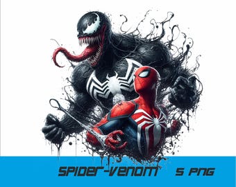 5 PNG Spider Hero and Venom Png Spider Splash and Watercolor Png Hero  Transparent PNG file for Sublimation PNG