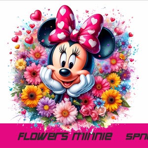 5 PNG Flowers Minnie Png Mouse Splash and Watercolor Png  Minnie  Transparent PNG file for Sublimation Daisy Minnie PNG