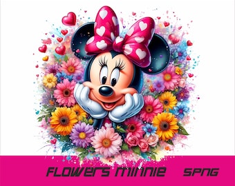 5 png-bloemen Minnie Png Mouse Splash en aquarel Png Minnie transparant png-bestand voor sublimatie Daisy Minnie PNG
