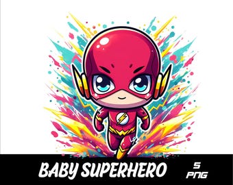 5 PNG Baby Superhero  Png Superhero Splash and Watercolor Png Superhero Transparent PNG file for Sublimation