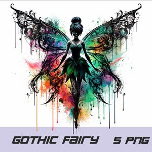 5 PNG Gothic Fairy Png Cute Fairy Splash and Watercolor Png Gothic Fairy Transparent PNG file for Sublimation