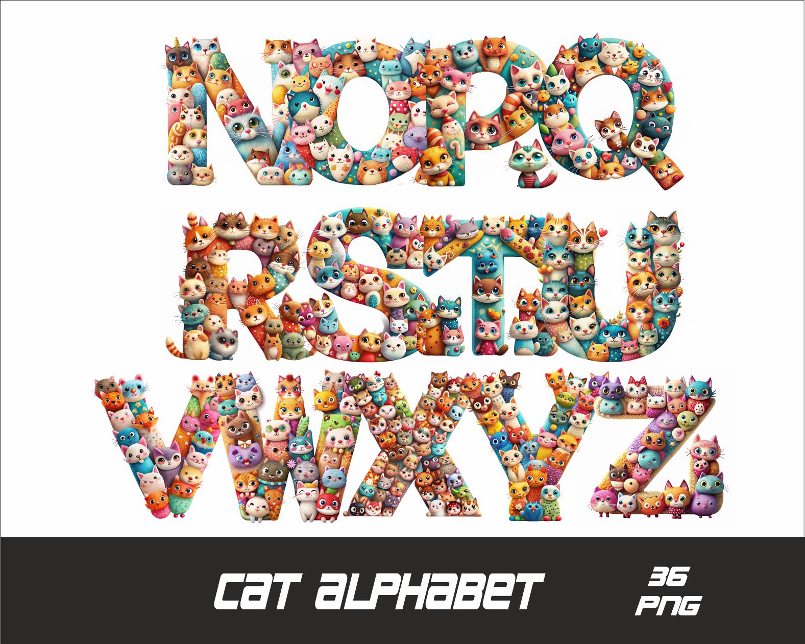 Cat Alphabet Png Font Party Letters Cat Font Cat Party Alphabet Png - Etsy