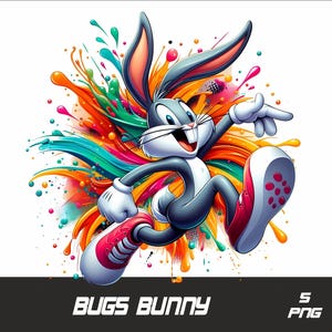 5 PNG Bunny Png Bugs Splash and Watercolor Png Bunny Transparent PNG file for Sublimation