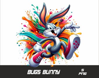 5 PNG Bunny Png Bugs Splash and Watercolor Png Bunny Transparent PNG file for Sublimation