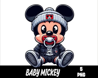 5 PNG Baby Streetwear Mickey Png Mouse Splash and Watercolor Png Mickey Transparent PNG file for Sublimation Streetwear Mouse PNG