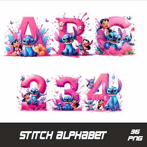 Lilo e Stitch Alphabet Png Fonte Rosa Stitch e Lilo Letras Png Stitch Font Stitch Alphabet Png