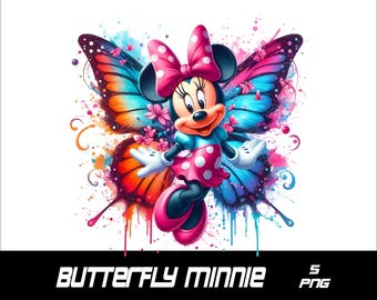 5 PNG Mariposa Minnie Png Ratón Salpicaduras y Acuarela Png Mariposa Ratón Archivo PNG transparente para Sublimación