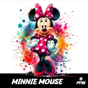 5 PNG Minnie Png Mouse Splash and Watercolor Png Minnie  Transparent PNG file for Sublimation Minnie PNG