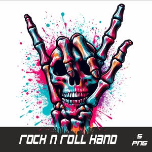 5 PNG Rock n Roll Skeleton Witch Png  Splash and Watercolor Png Skeleton Transparent PNG file for Sublimation