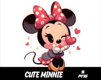 5 PNG Cute Minnie Png Mouse Splash and Watercolor Png Minnie Transparent PNG file for Sublimation
