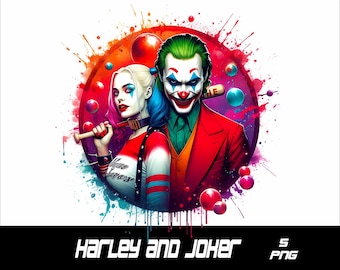 5 PNG Harley i Joker Png Splash i Akwarela Png Joker Przezroczysty plik PNG do SublimacjiJoker PNG