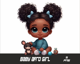 5 PNG Niña Afro Bebé Png Niña Afro Salpicaduras y Acuarela Png Niña Afro Bebé Archivo PNG transparente para sublimación Niña linda PNG