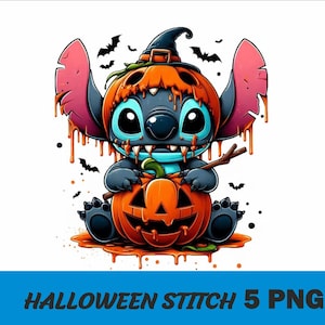 5 PNG Halloween Stitch  Png Stitch Splash and Watercolor Png Stitch Transparent PNG file for Sublimation