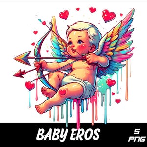 5 PNG Baby Eros Png Love Splash and Watercolor Png Love Eros Transparent PNG file for Sublimation