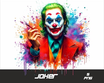 5 PNG Joker Png Splash and Watercolor Png Joker Transparent PNG file for SublimationJoker PNG