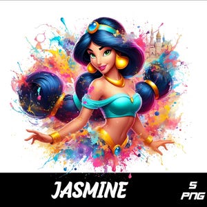 5 PNG Princess Png Jasmine  Splash and Watercolor Png JasmineTransparent PNG file for Sublimation