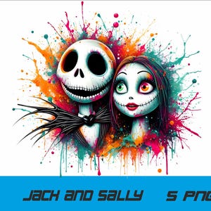 5 PNG Jack y Sally Png Splash y acuarela Png Jack y SallyArchivo PNG transparente para sublimación
