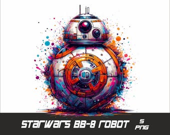 5 PNG Starwars BB-8 Robot Png Splash y Acuarela Png Starwars Robot Archivo PNG transparente para sublimación