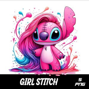 5 PNG Pink Stitch  Png Stitch Splash and Watercolor Png Stitch Transparent PNG file for Sublimation  Girl Stitch PNG