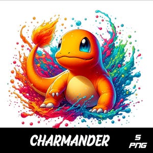 5 PNG Charmander  Png  Splash and Watercolor Png Charmander  Transparent PNG file for Sublimation