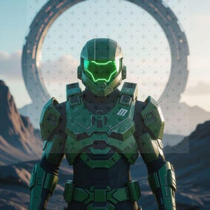 Master Chief Halo Inspired Wall Art – Gaming Decor, Sci-Fi Art Print, Gamer Gift