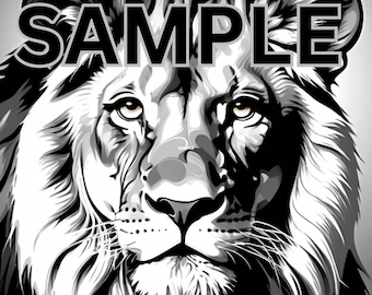 Beautiful Black & White Lion Printable | Majestic Lion Wall Art | Instant Download