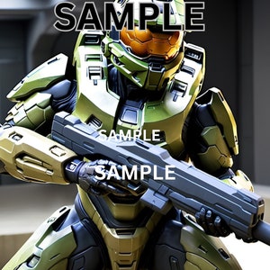 Master Chief Halo Wall Art – Gaming Decor, Sci-Fi Art Print, Gamer Gift