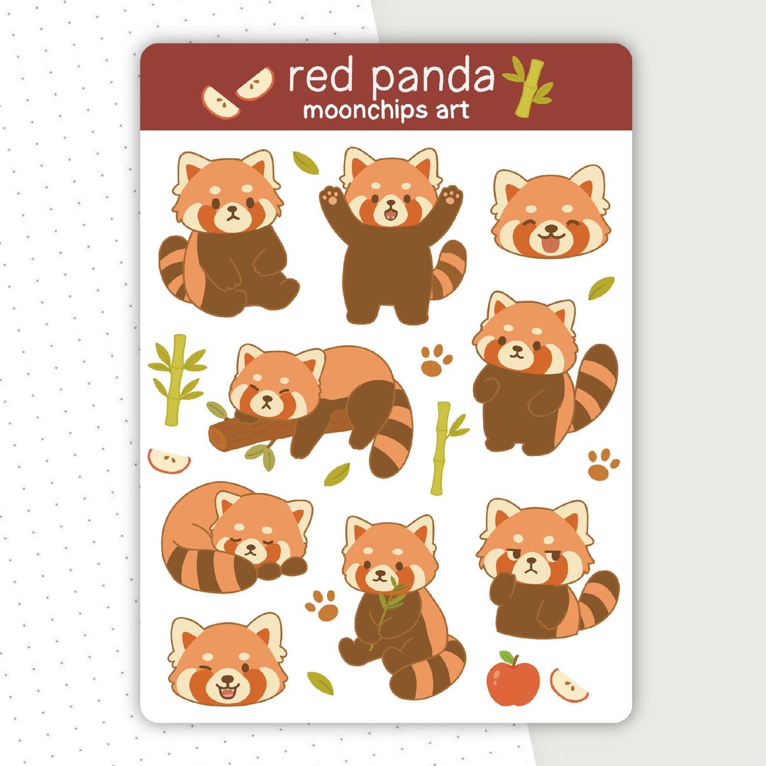 Red Panda Sticker Sheet | for Planners and Journals - Etsy