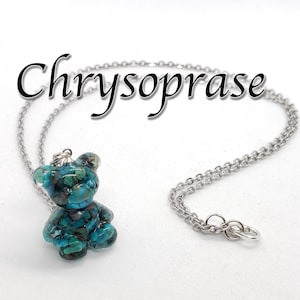 Chrysoprase(disc) Crystal Bear Necklace
