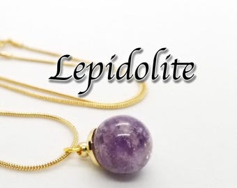 Lepidolite Crystal Orb Necklace