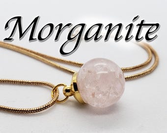 Morganite Crystal Orb Necklace