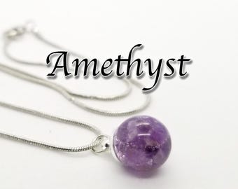 Amethyst Crystal Orb Necklace