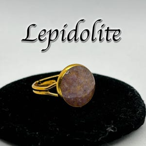 Lepidolite Crystal Adjustable Ring