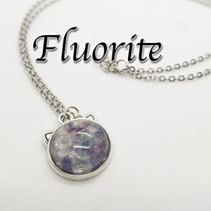 Fluorite Crystal Cat Necklace