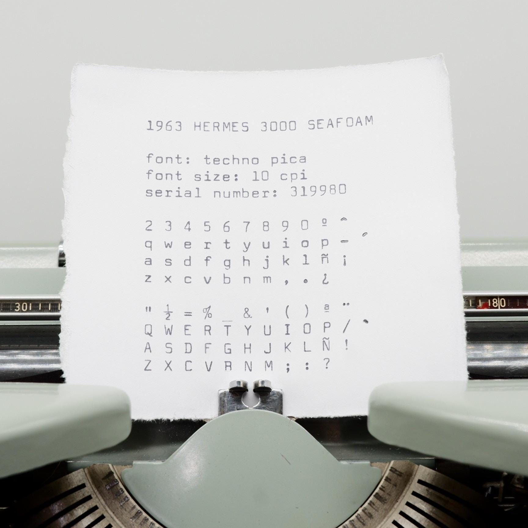 REFURBISHED 1963 Hermes 3000 Seafoam Typewriter | Techno Pica Font