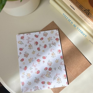 Beeren, Schleifen und Blumen Karte, nur weil Grußkarte, handgemacht, niedliches Kokette Briefpapier, Feier, Dankes-Karte