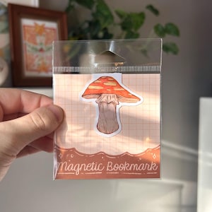 Mushroom Magnetic Bookmark | Cottagecore Bookmark | Folded Magnetic Design | Book Lover Gift | Witchy Toadstool Gift | Bookish Accessory