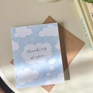 Thinking of you Grußkarte, Himmel und Wolke Karte, handgemacht, perfekt für Freunde, Pen Pals, Feiern & besondere Momente