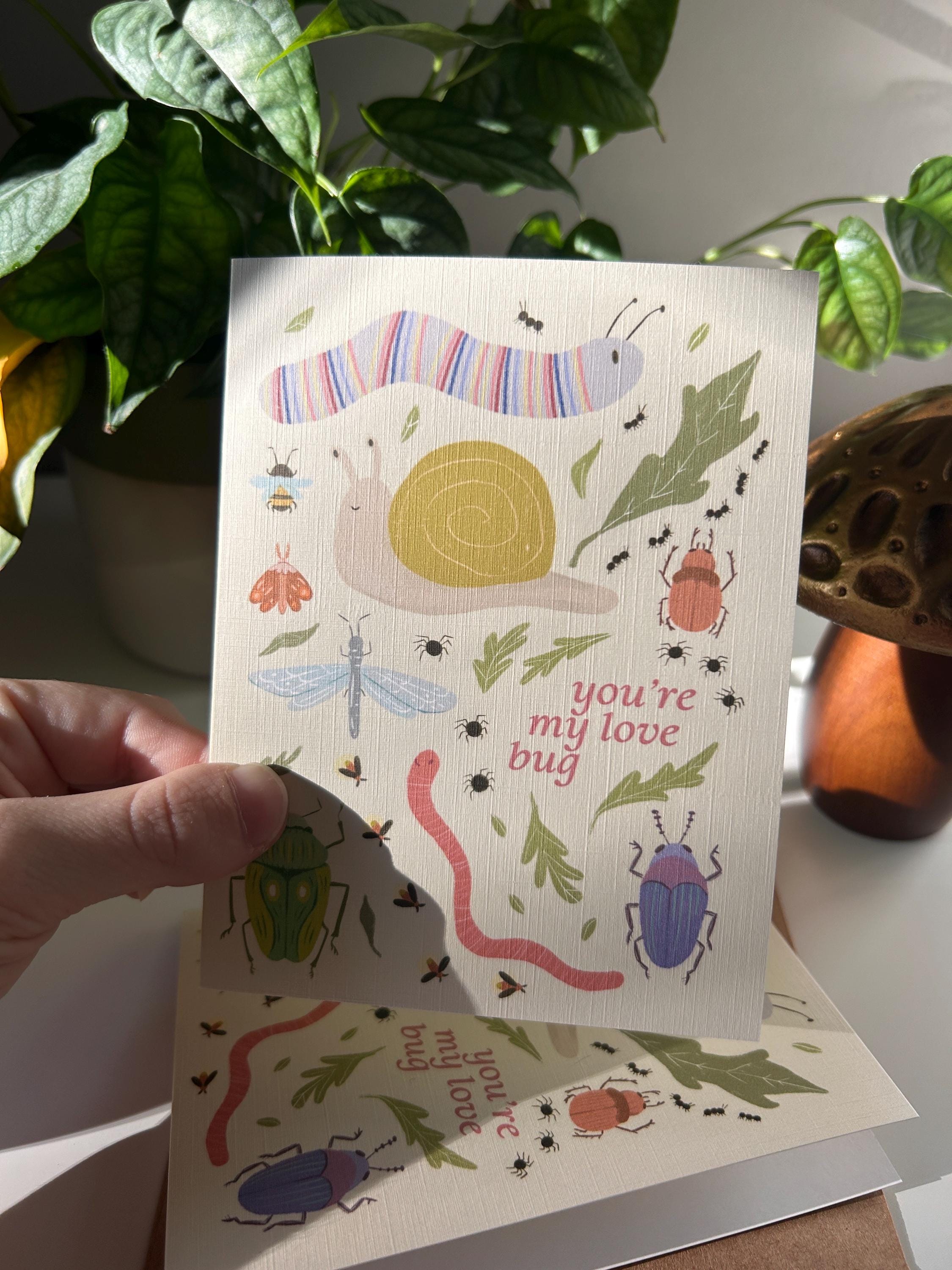 Love Bug Greeting Card, Illustrated Nature Style, Perfect for Couples ...