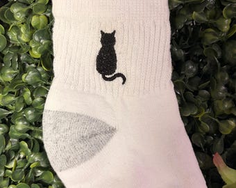 Embroidered Cat Socks | Crew Socks | Cat mom