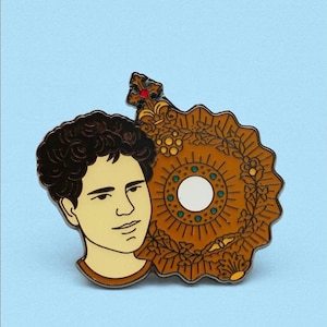 Saint Carlo Acutis & the Holy Eucharist Lapel Pin – Catholic Gift of Faith and Inspiration