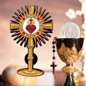 Sacred Heart of Jesus Monstrance Lapel Pin – Eucharistic Adoration Symbol