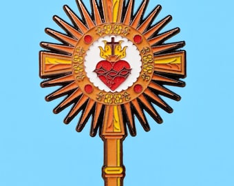 Sacred Heart of Jesus Monstrance Lapel Pin – Eucharistic Adoration Symbol