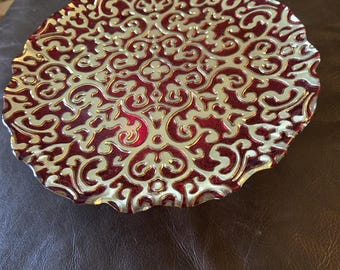 Franco Giorgi for ceramic varn prod used in Italy  for crate and barrel pedestal footed cake stand  1980's