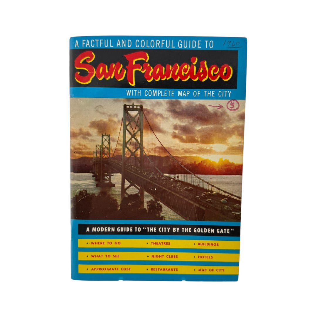 1960s California San Francisco Guide Book With Pull Out Map Vintage