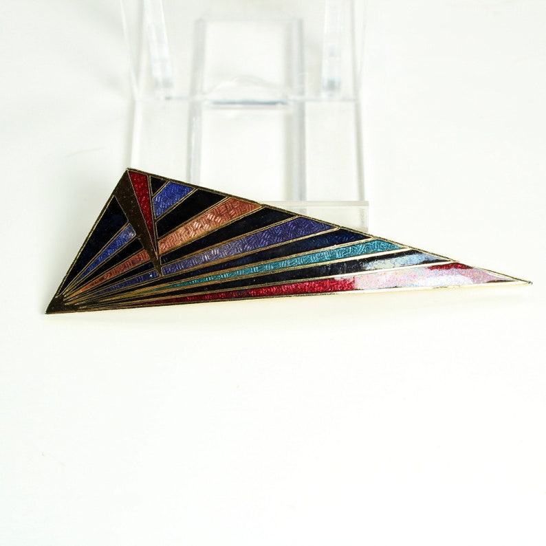 SITI Scalene Triangle of Black and Color Stripes Colorful Enamel Pin Brooch