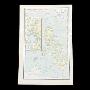 1898 Antique Map of the Philippine Islands Rand McNally Multicolor 11 x 16&quot; VGUC