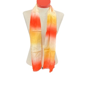 Orange Ombre ECHO Silk Scarf Vintage WT Long Rectangular 10 x 52&quot; Made in Japan