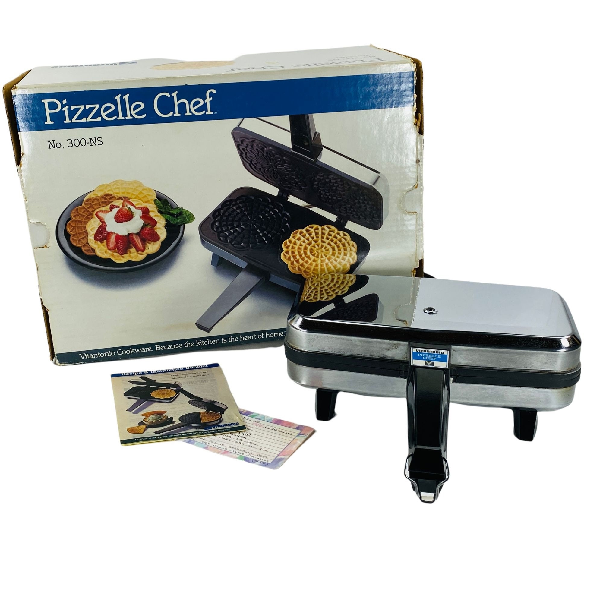 Vitantonio Pizzelle Chef Model 300 Non Stick With Book and Box 